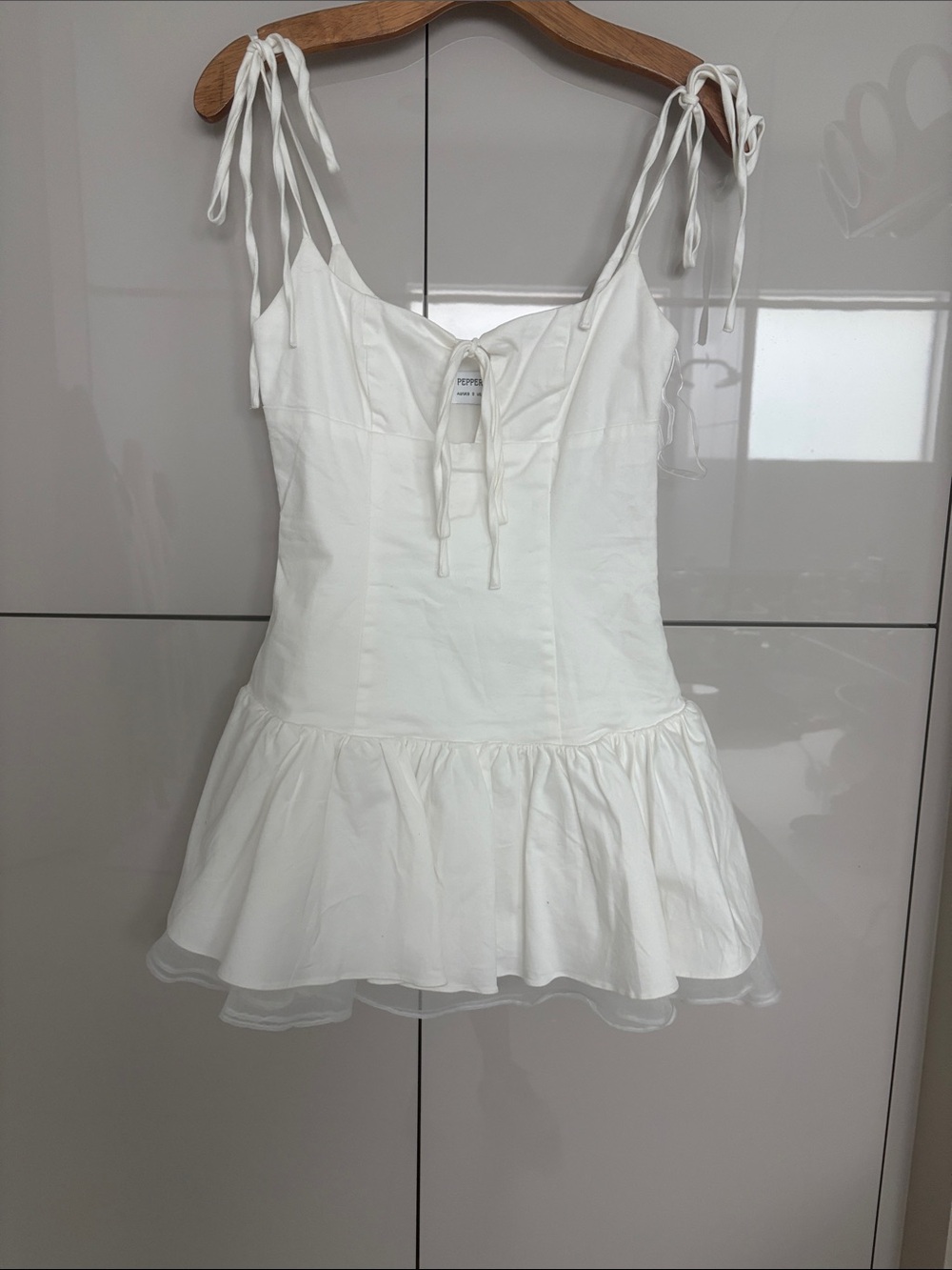 Peppermayo Cream Mini Dress with Sweetheart Neckline size4